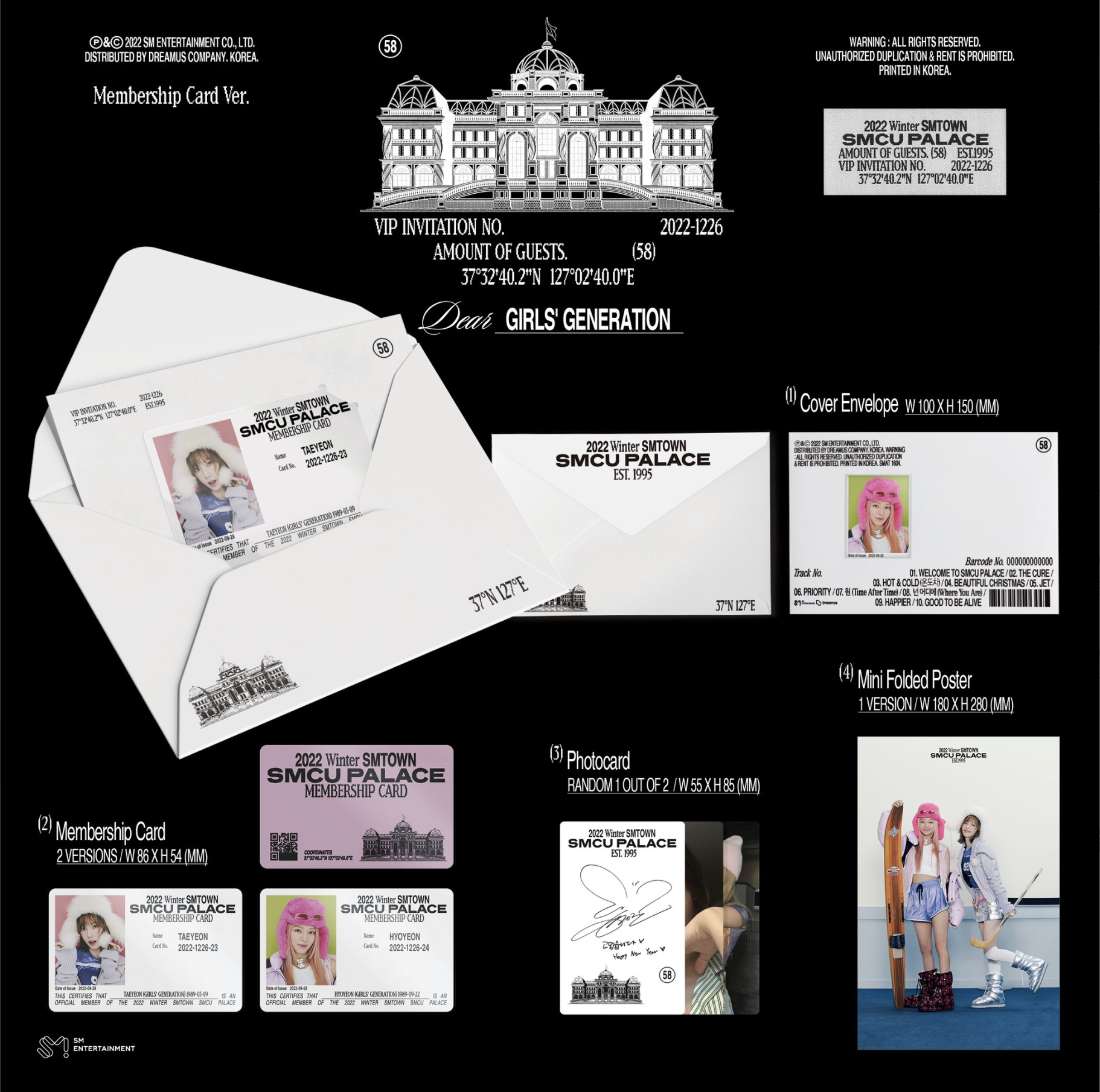 GIRLS' GENERATION - 2022 Winter SMTOWN : SMCU PALACE - Membership Card (GUEST. Girls' Generation) - ส่งเครืองบิน