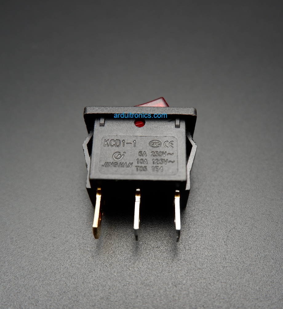 สวิตช์ไฟเปิด/ปิด KCD1-101N 15mm x 21mm (3 ขา สีแดง)