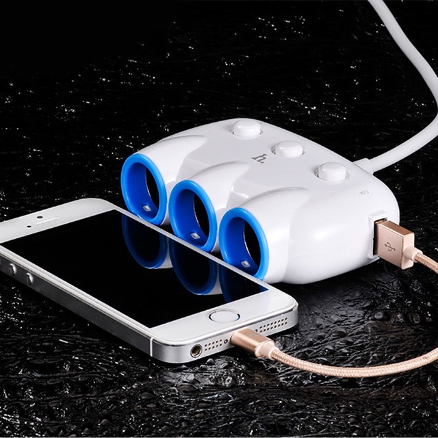 ตัวเพิ่มช่องที่จุดบุหรี่ 3 ช่อง + 2 USB Hoco C1 ราคา 169 บาท ปกติ 450 บาท