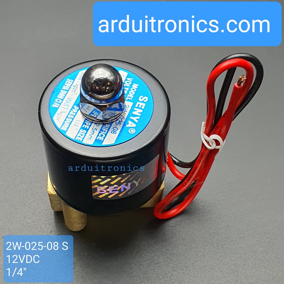 โซลินอยวาล์ว ทองเหลือง (Solenoid Valve Normally Closed) 2 หุน (1/4") 12V - ยี่ห้อ Senya 2W-025-08