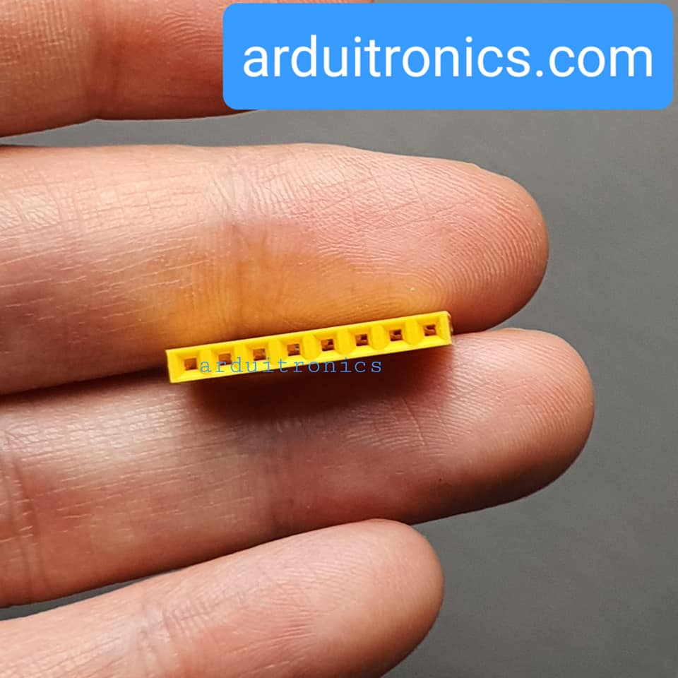 [Yellow] 1x8 Pin Single Row Female Header 2.54mm Pitch Straight Pin Square (จำนวน 1 ชิ้น)