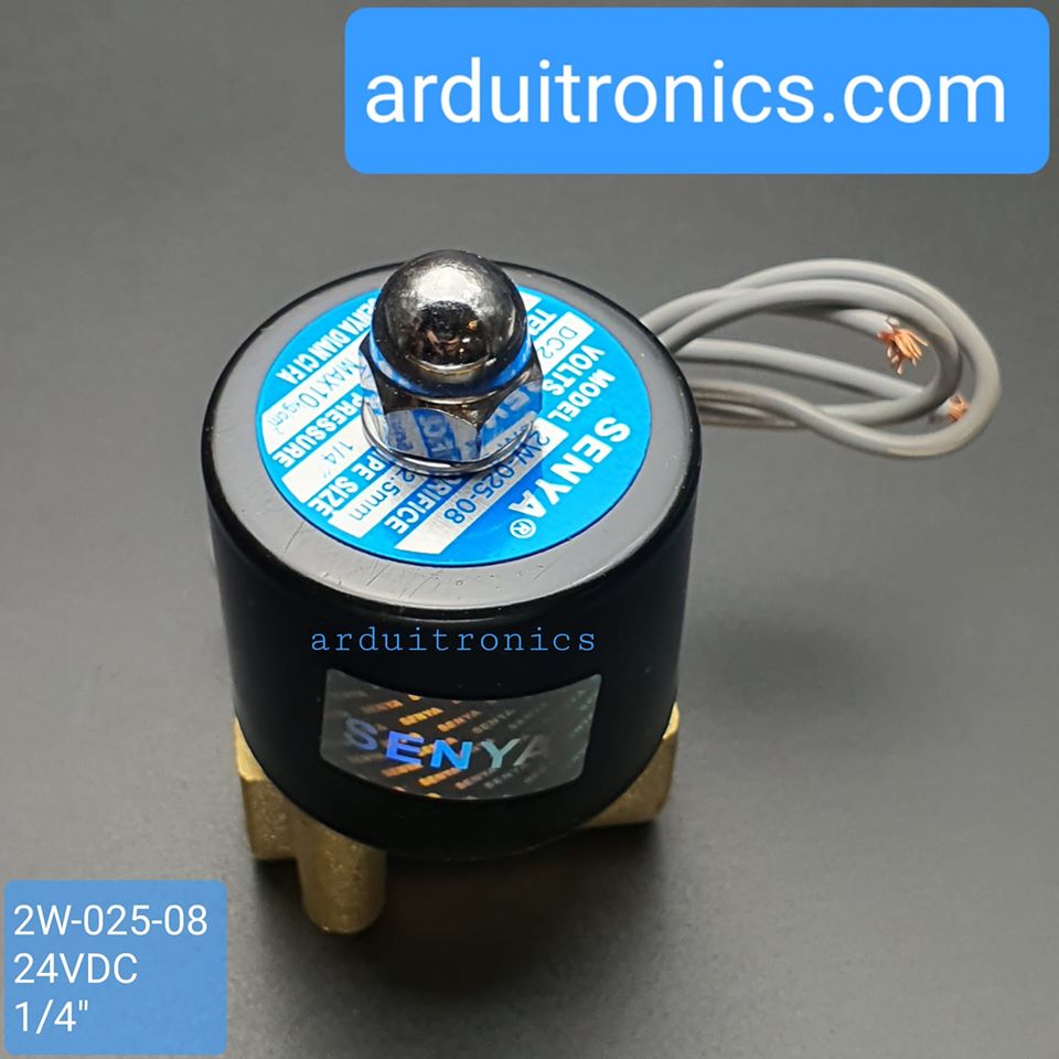 โซลินอยวาล์ว ทองเหลือง (Solenoid Valve Normally Closed) 2 หุน (1/4") 24V - ยี่ห้อ Senya 2W-160-15