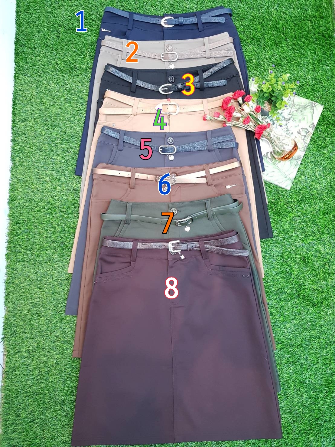 กระโปรงทรงเอ A.S collection ผ้าแครอท เนื้อผ้ายืดได้ใส่สบาย มาพร้อมเข็มขัดเก๋ๆค่ะ ขนาด size S -XLความยาว 20" ค่ะ