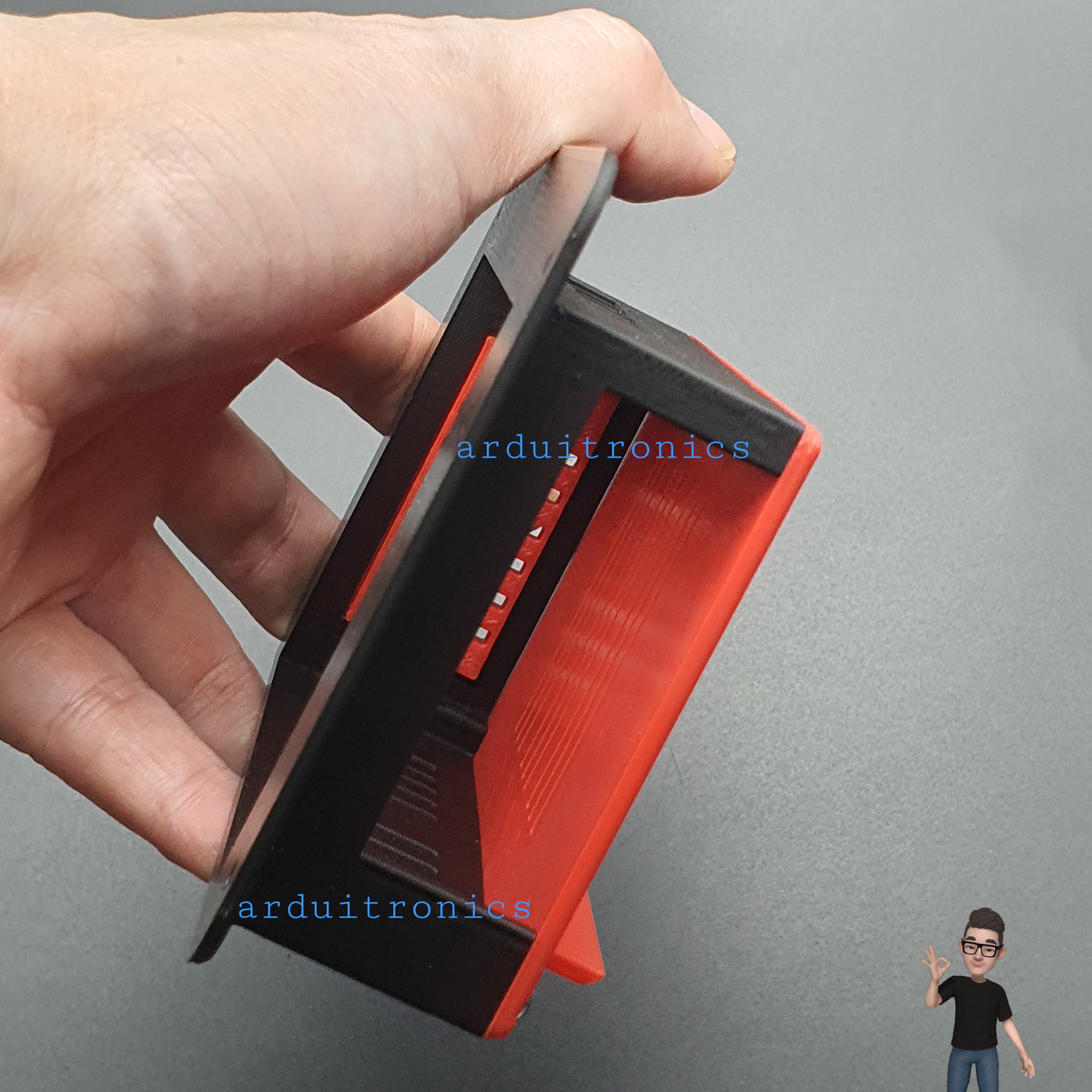 3D Printed Screen Case (Red) for Raspberry Pi Official 7 inch LCD Touchscreen