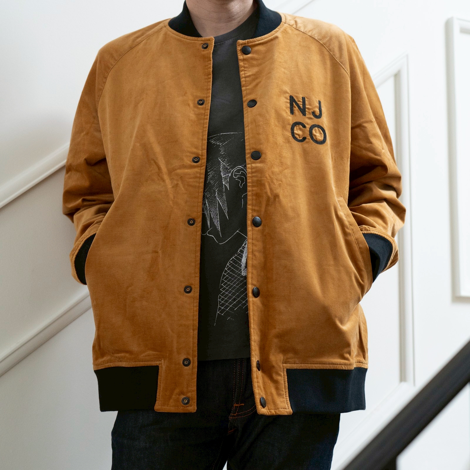 Mark Velvet Baseball Jacket - Dandelion