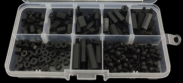 M3 Nylon Hex Spacers / Screw / Nut Stand-off (Black - 180 pcs) ชุดน๊อต หกเหลี่ยม