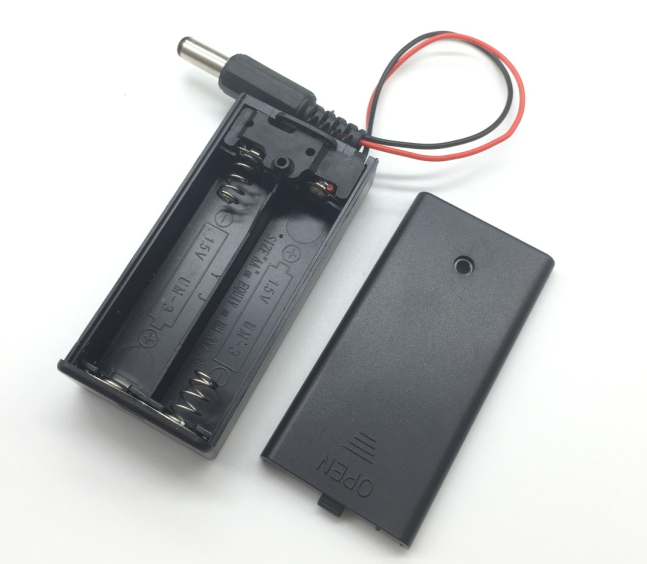 Battery Box รางถ่าน 2 ก้อน AA 3V (ก้อนละ 1.5V) 1 ด้าน แบบมีฝาปิด และมีสวิทช์เปิดปิด พร้อมหัว Jack