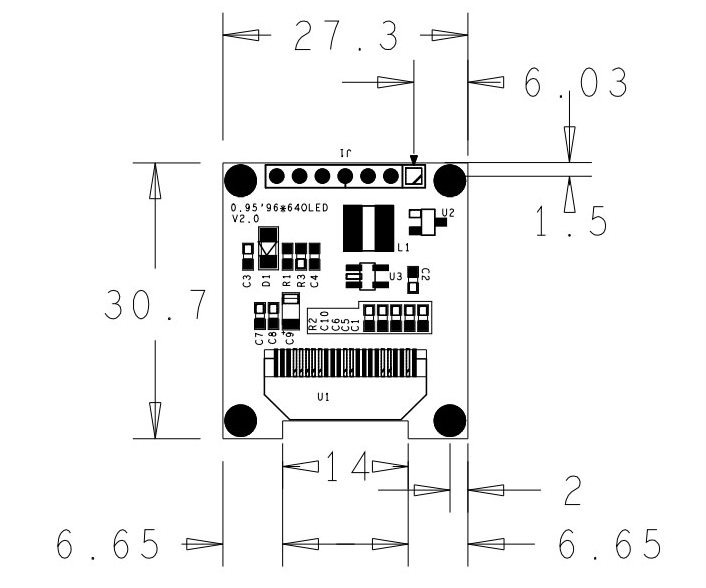 RGB OLED 0.95" 96x64 Pixels 16-bit Color OLED - SPI Interface