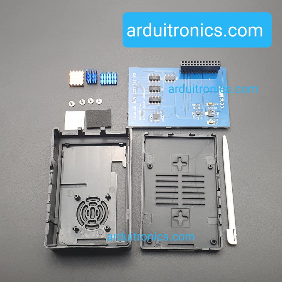 Raspberry Pi 4B 3.5-inch Touch Screen (พร้อมปากกา) + ABS Case (สีดำ) + Heat Sink