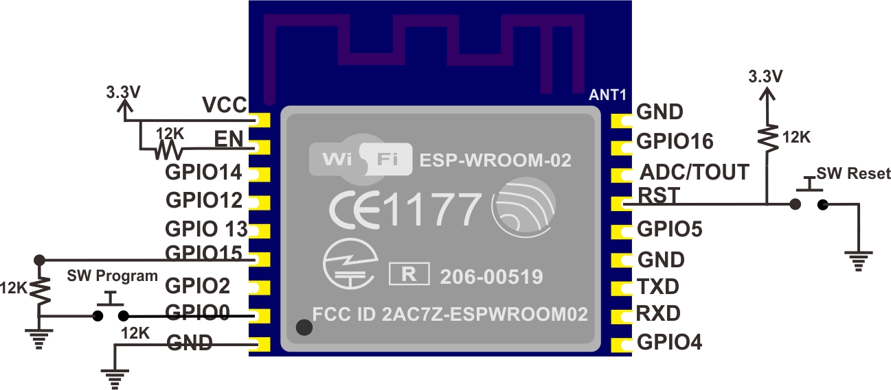 ESP-WROOM-02 (ESP8266) Serial Wifi Transceiver Module (32-bit, Supports Antenna Diversity)