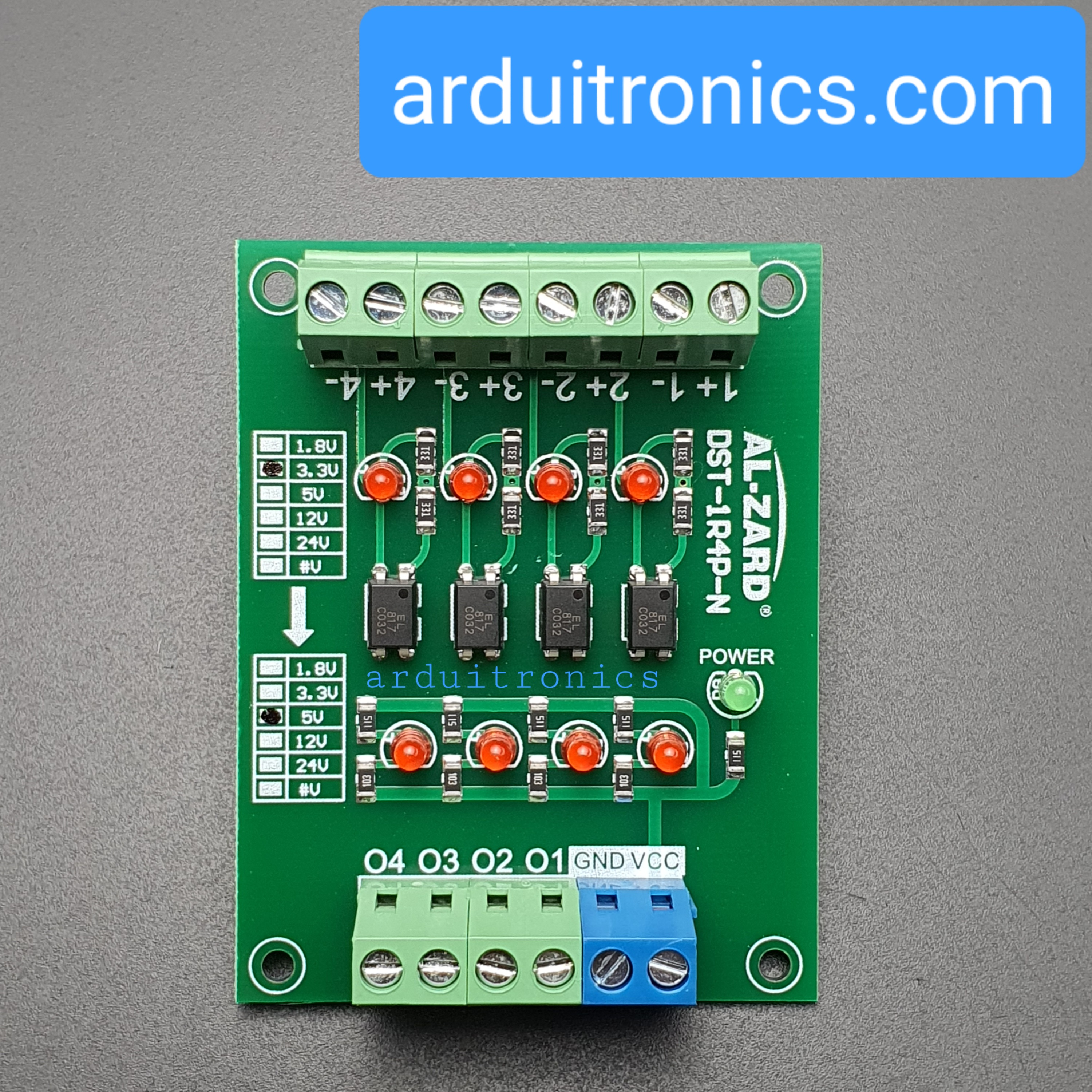 3.3V to 5V 4 Channel 3.3V - 5V Optocoupler Isolation Module PLC Signal Level Voltage Conversion Board