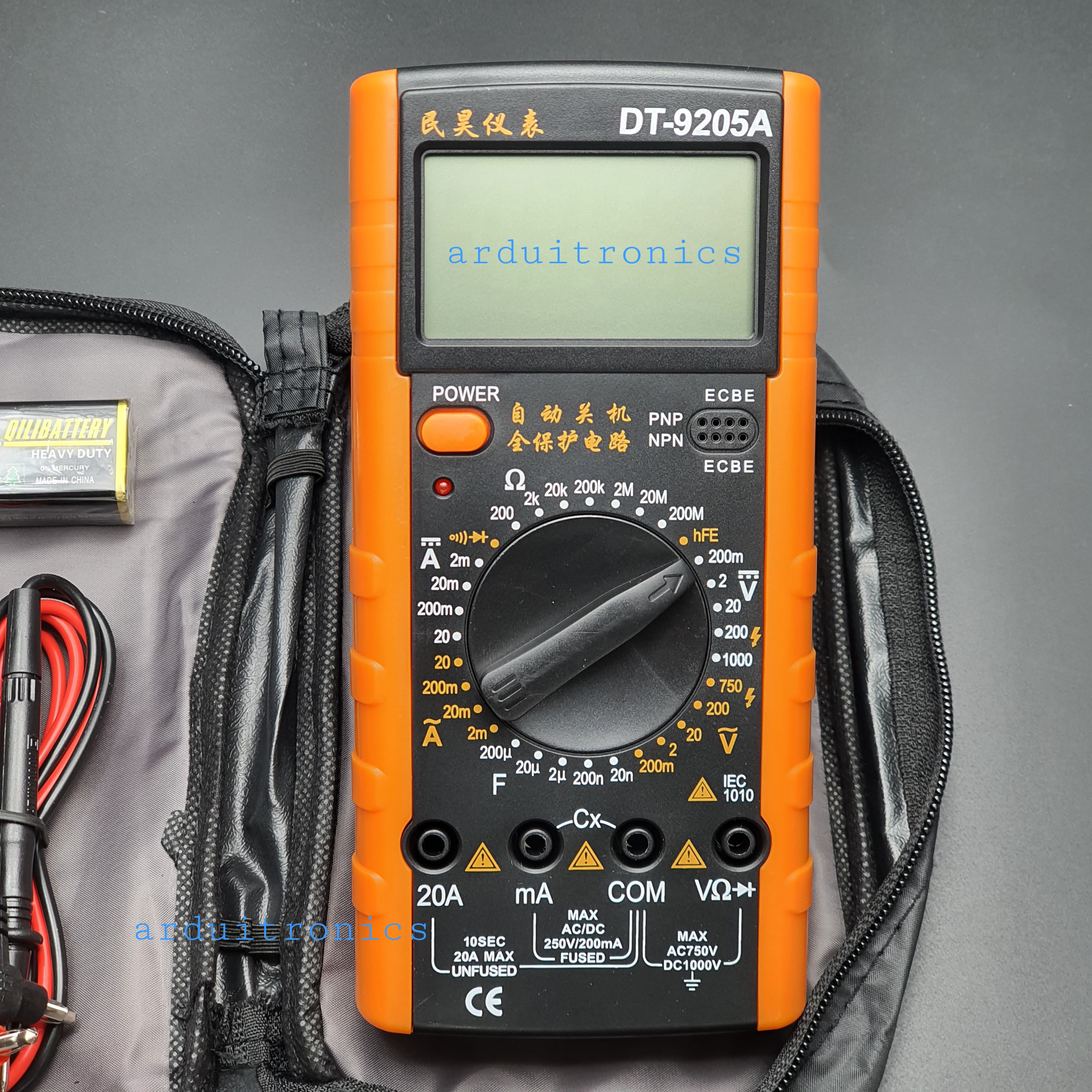 Digital Multimeter (MINHAO DT9205A) + สายโพรบ + ถ่าน + ซองใส่
