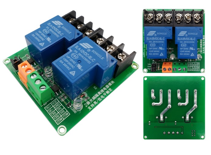 2 Channel 30A 24VDC Power Relay Coil รีเลย์ 24V 30A ทำงานแบบ Active Low/High