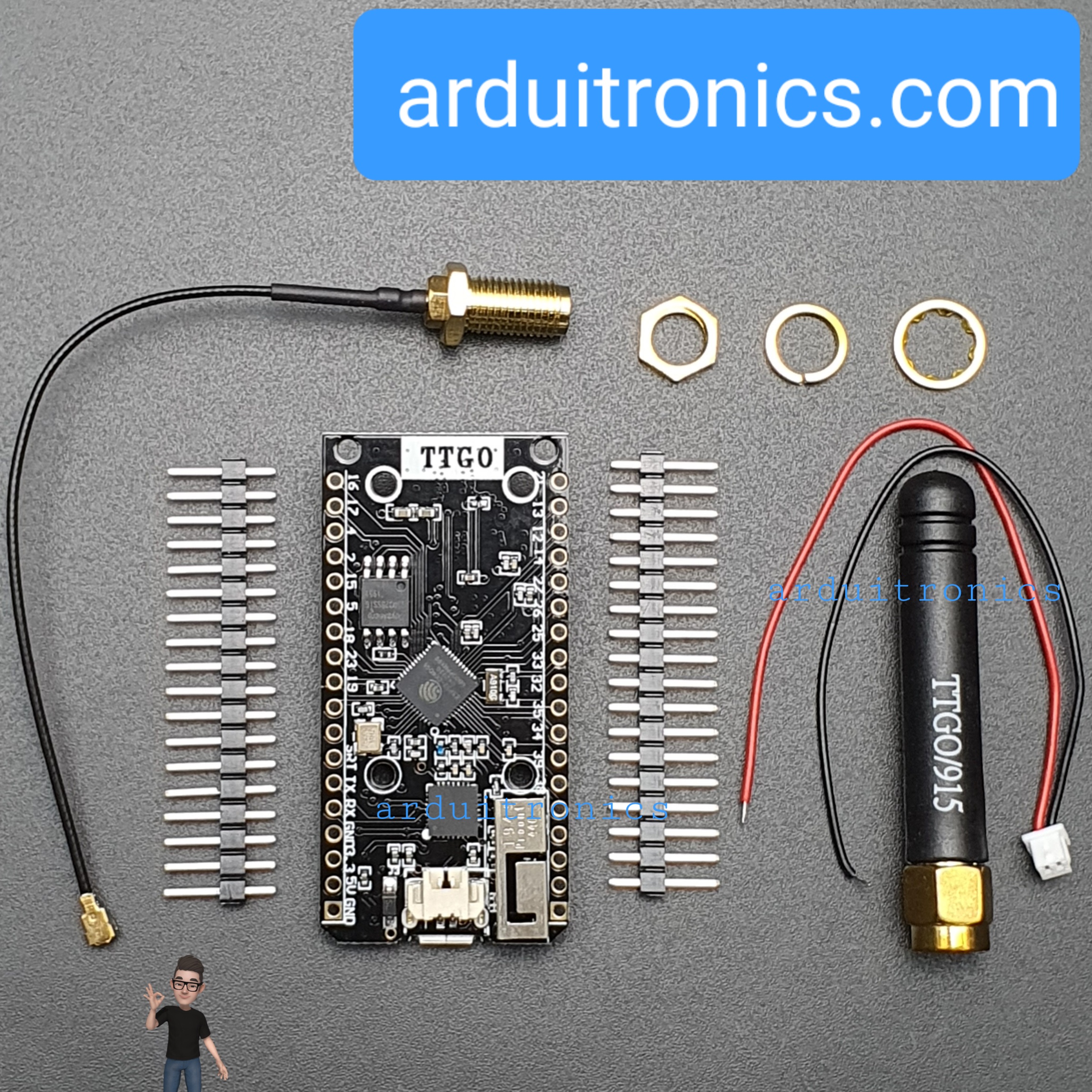 TTGO SX1276 LoRa32 915MHz (CH9120X) + ESP32 + Antenna + Cable