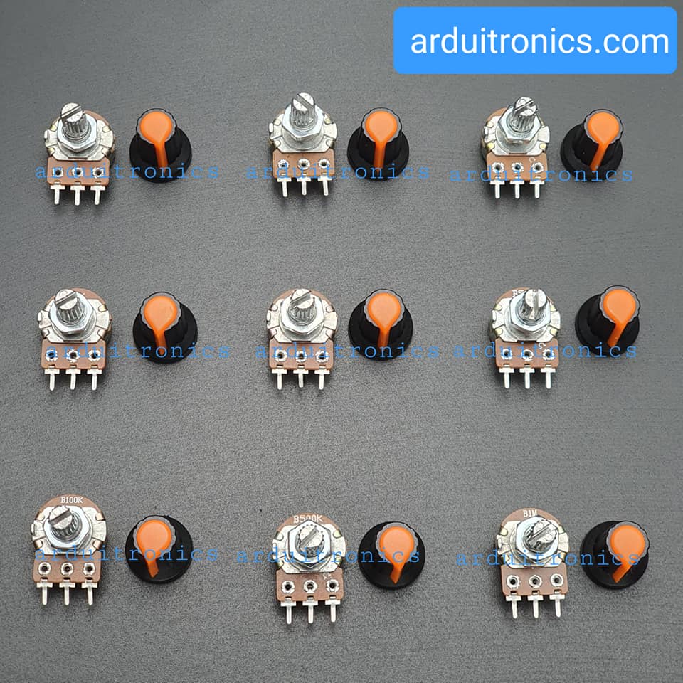 ตัวต้านทานปรับค่าได้พร้อมจุกหมุน pack 9 ค่า รวม 9 ชิ้น (พร้อมแหวนรอง) สีส้ม