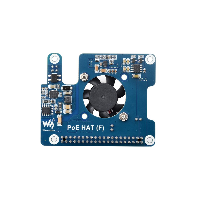 Power Over Ethernet HAT (F) For Raspberry Pi 5, High Power, Onboard Cooling Fan, With Metal Heatsink, Supports 802.3af/at network standard (แท้จาก Waveshare)