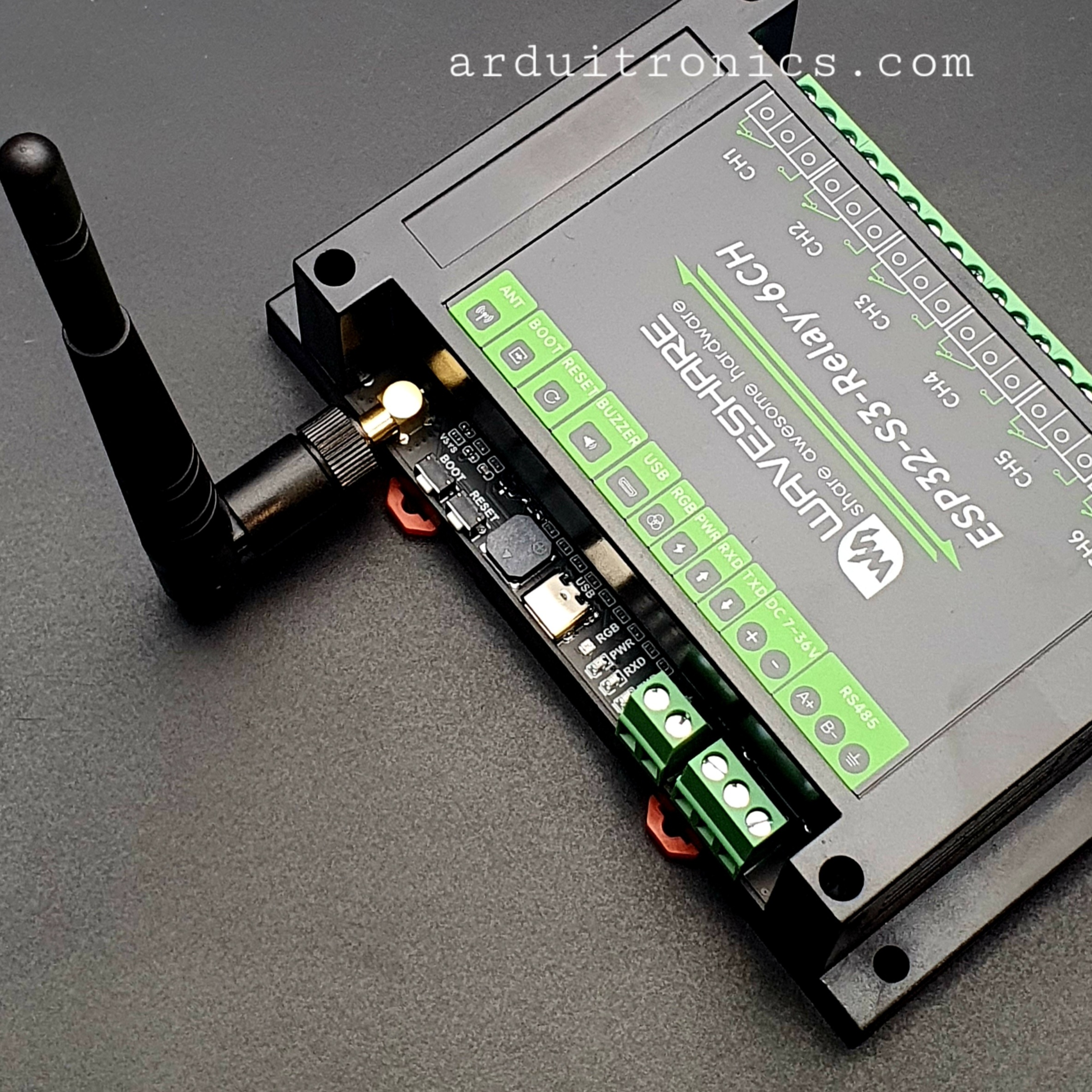 Industrial 6-Channel ESP32-S3 WiFi Relay Module, Supports WiFi / Bluetooth / RS485 control, Onboard RS485 / Pico HAT interfaces (แท้ WaveShare)