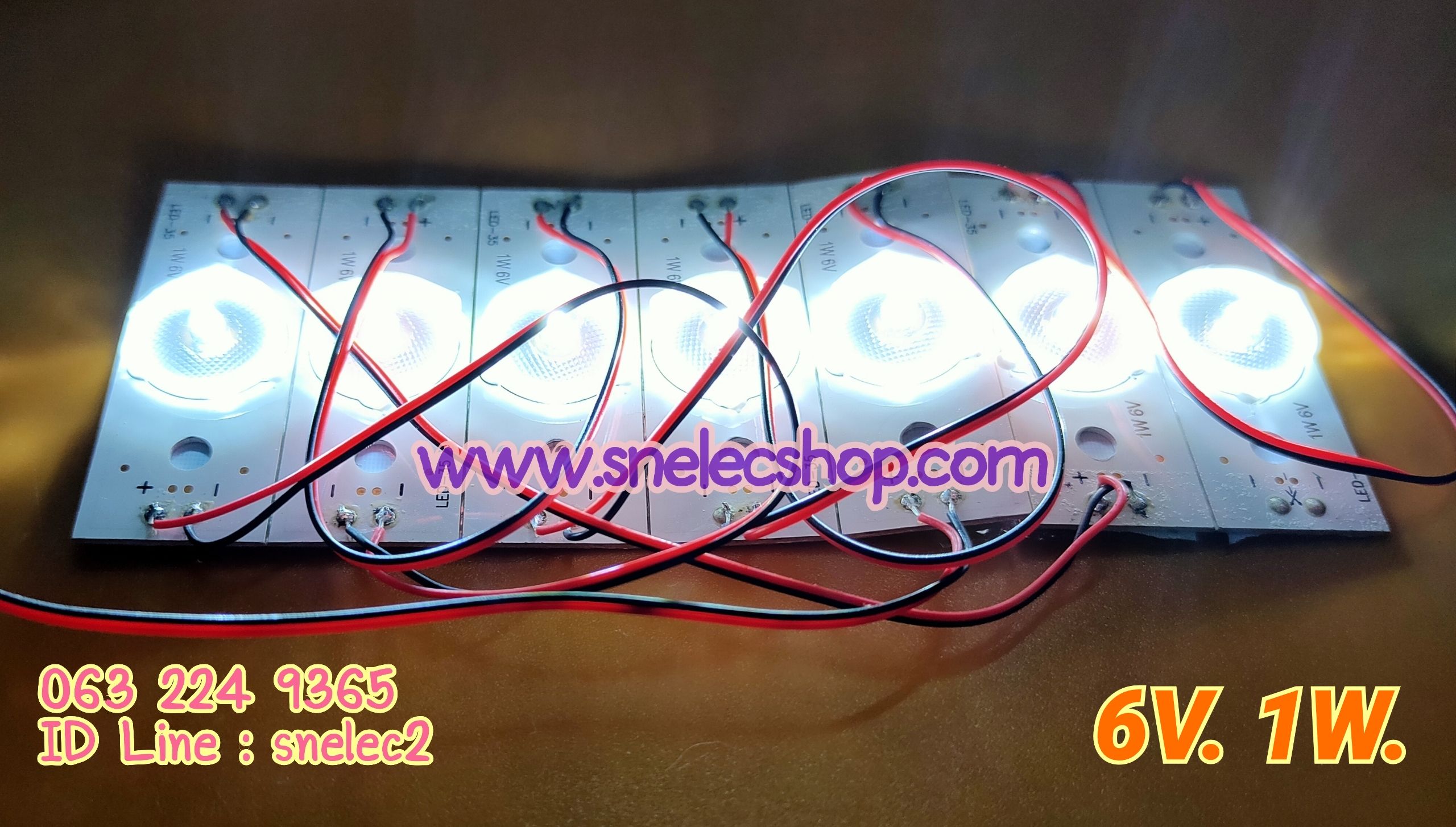 LED DIY เลนส์ซาลาเปา 6V. 1W แพ็ค 7 ดวง แพ็ค 25ชุด