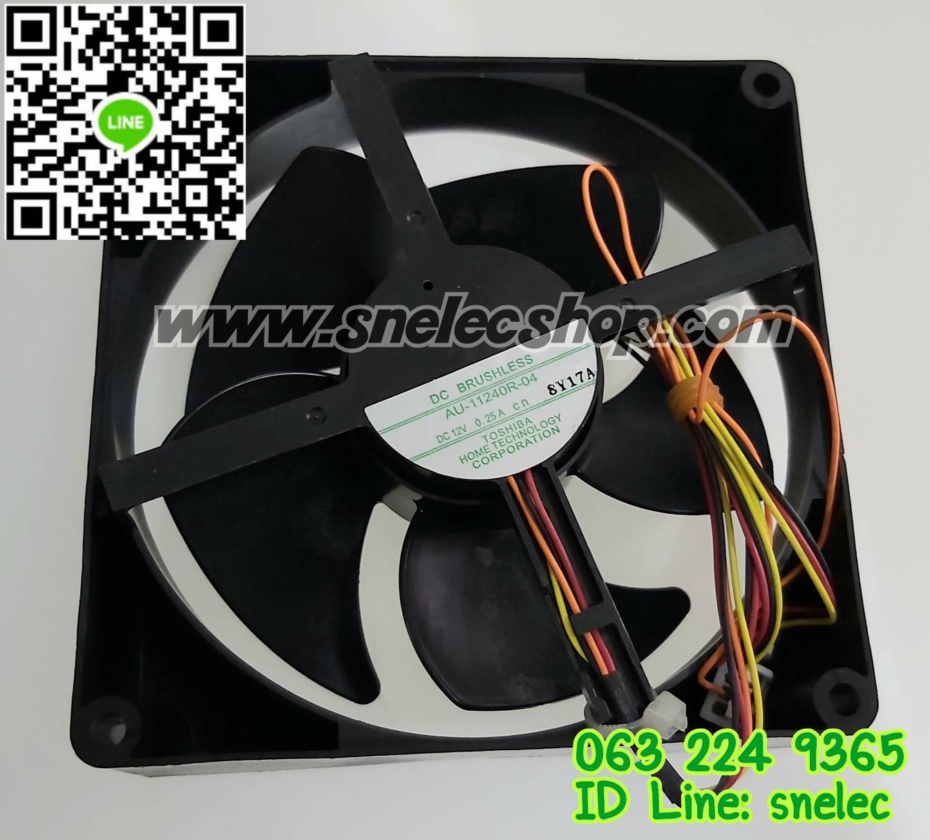 พัดลมตู้เย็น โตชิบา พาร์ท AU-11240R-04 DC 12V 0.25A. 4สาย