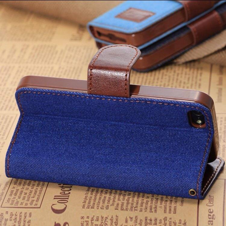 canvas leather case FOR iPhone 5C สีน้ำเงินเข้ม