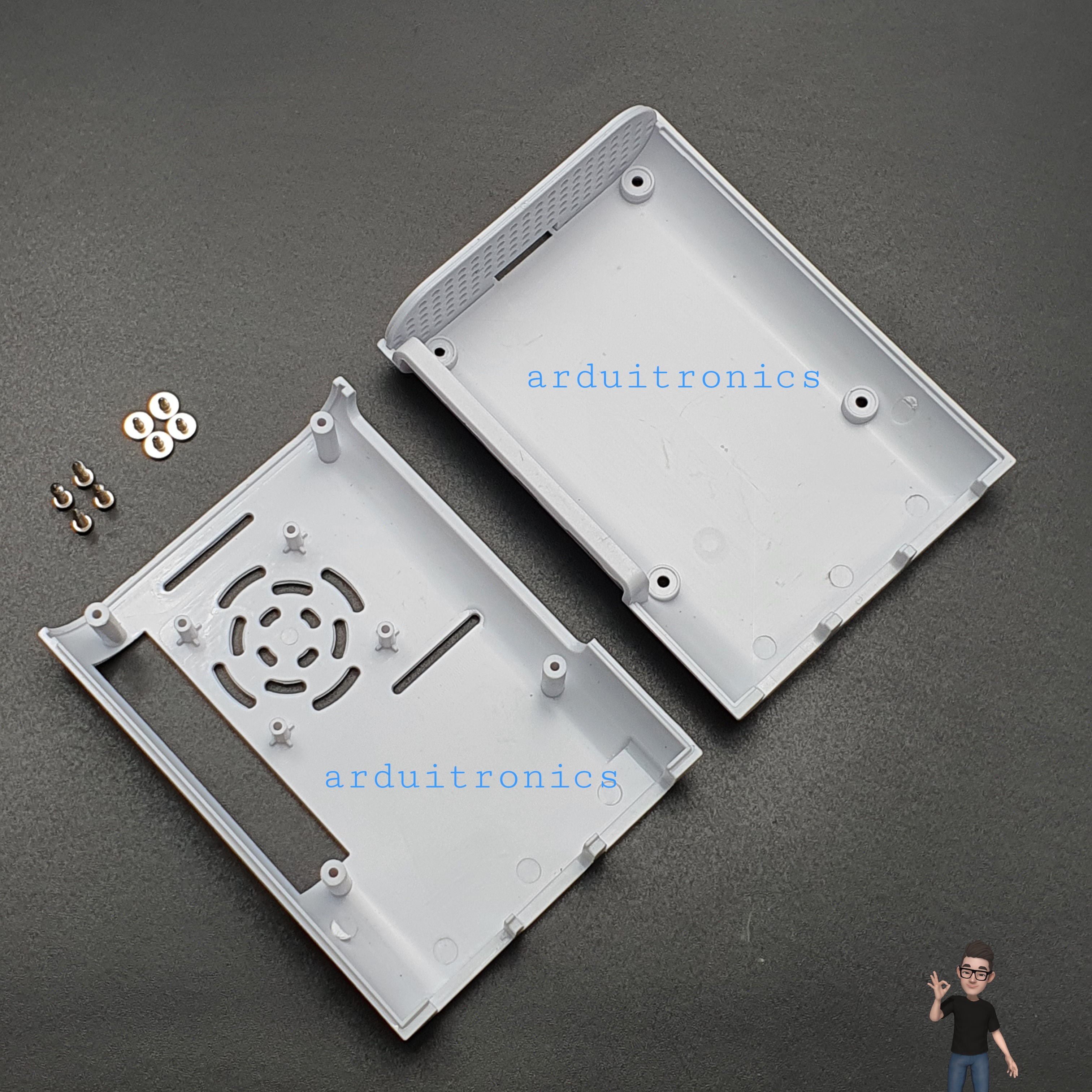 Raspberry Pi 4B Shell Case Box White กล่อง เคส Raspberry Pi 4 สีขาว พร้อมพัดลมระบายความร้อน