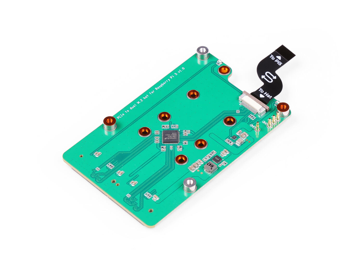 PCIe2.0 to dual M.2 hat for Raspberry Pi 5, Support NVMe SSD, Support Hailo8/8L (แท้จาก SeeedStudio)