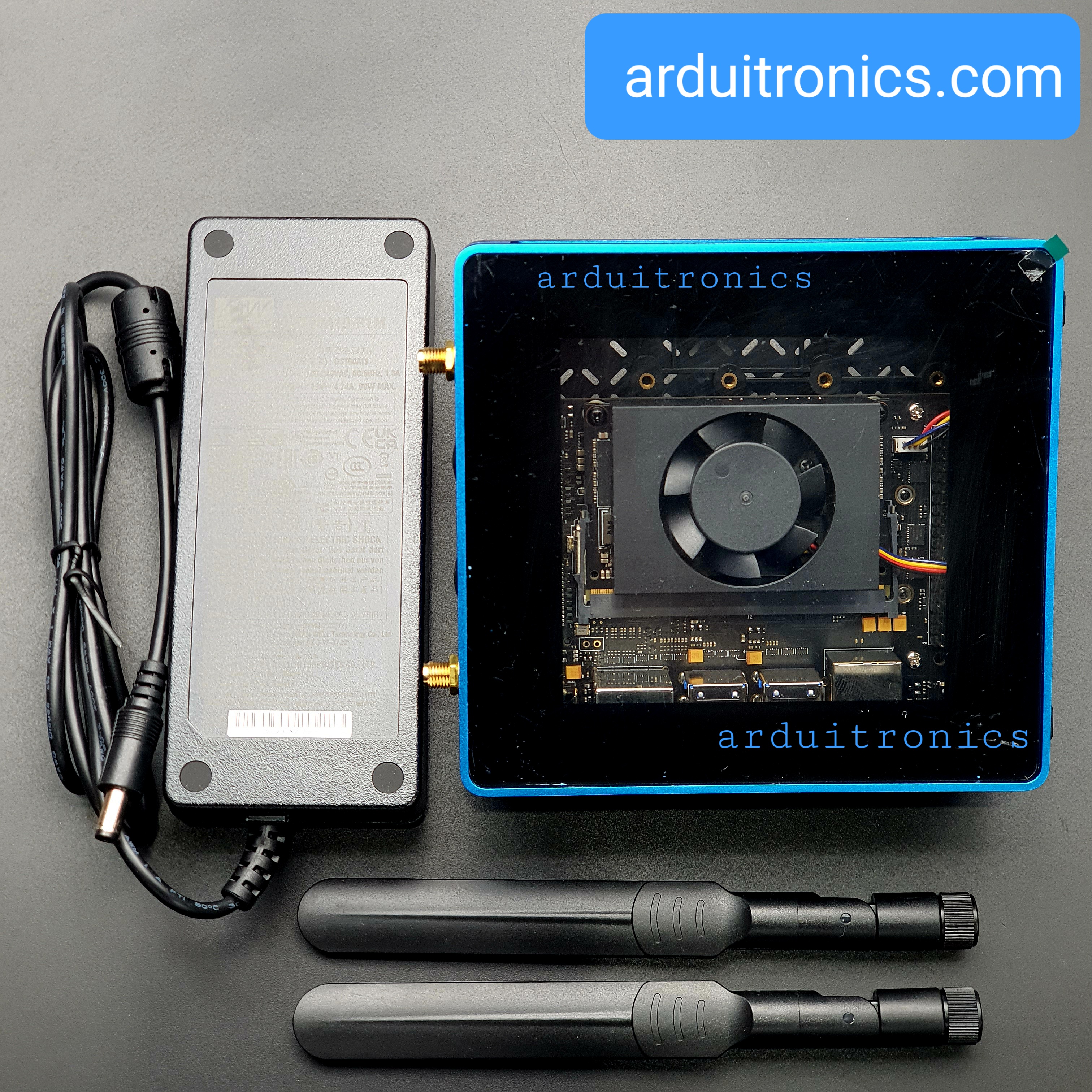 [สินค้า Pre-order] Jetson SUB Mini PC-Blue with Jetson Xavier NX Module, Aluminium Case with Cooling Fan, 128GB SSD, WiFi, Antennas and pre-installed JetPack System - Seeed Nvidia