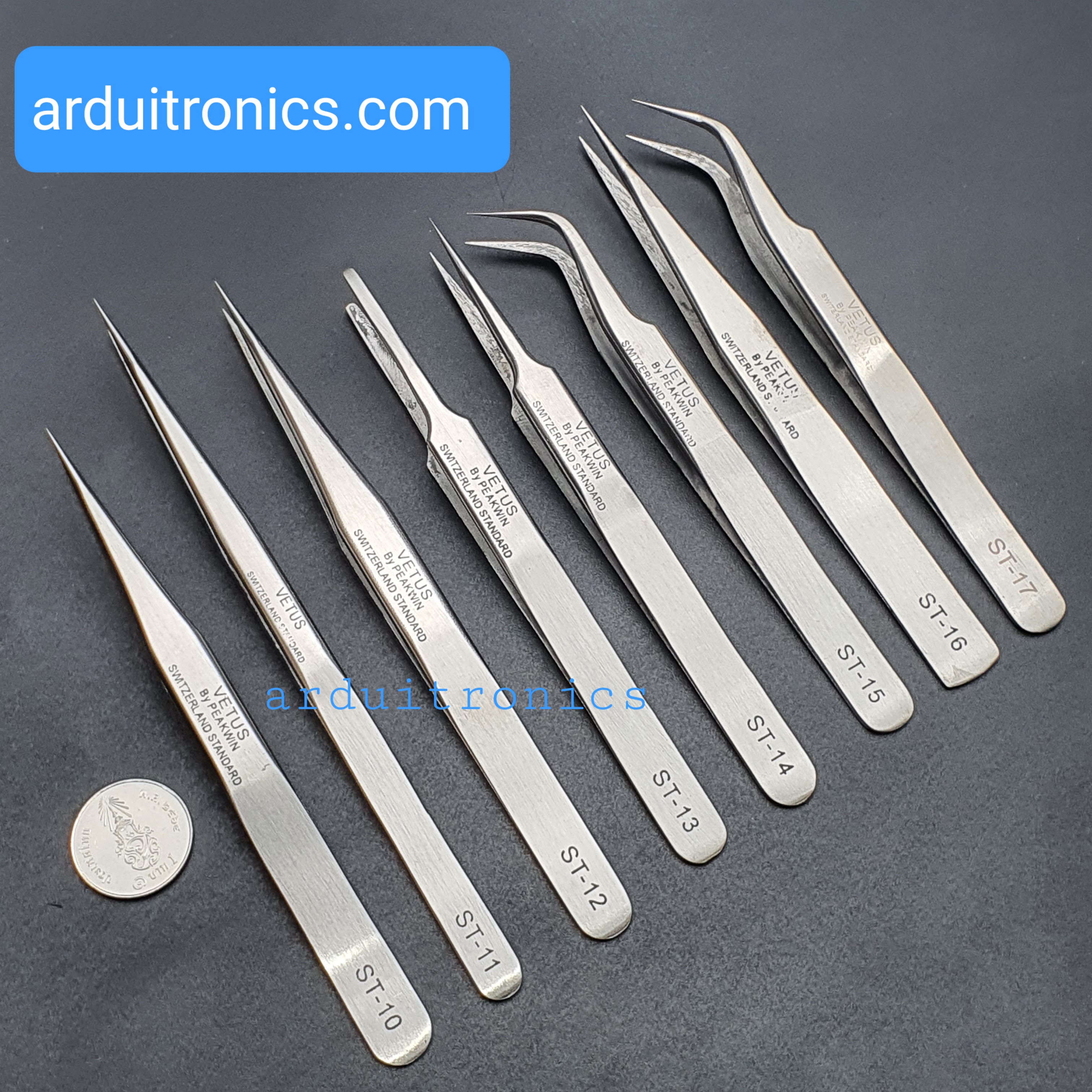ชุดเซ็ท 8 ชิ้น คีมคีบ (Tweezer) ยี่ห้อ VETUS (ESD10 - ESD17)