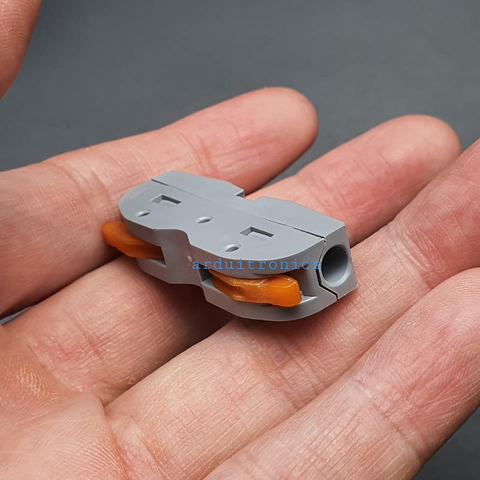 Terminal ต่อสายไฟแบบเร็ว 2 ช่อง (1 in - 1 out) Wire Connector Quick Terminal 0.08-4mm Square Splitter SPL-1 สีส้ม