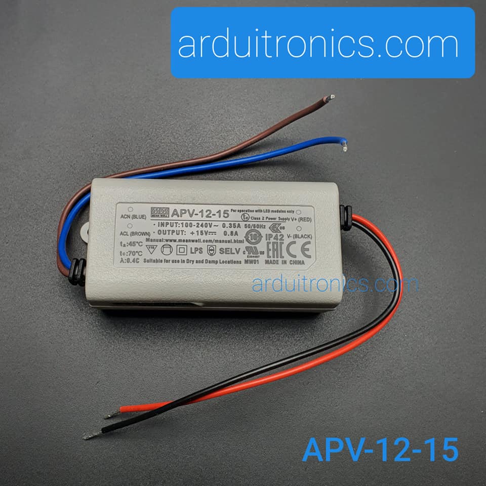 Switching Power Supply 12W 15V 0.8A (MEAN WELL APV-12-15)