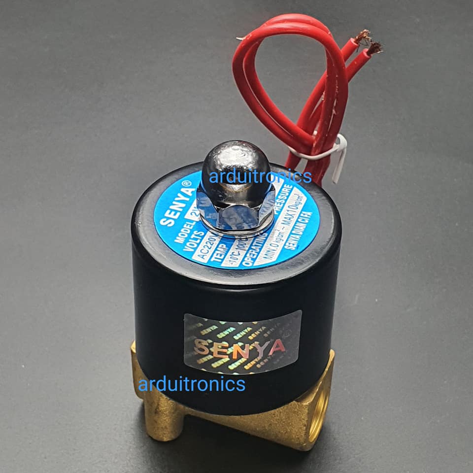 โซลินอยวาล์ว ทองเหลือง (Solenoid Valve Normally Closed) 2 หุน (1/4") 220VAC - ยี่ห้อ Senya 2W-025-08