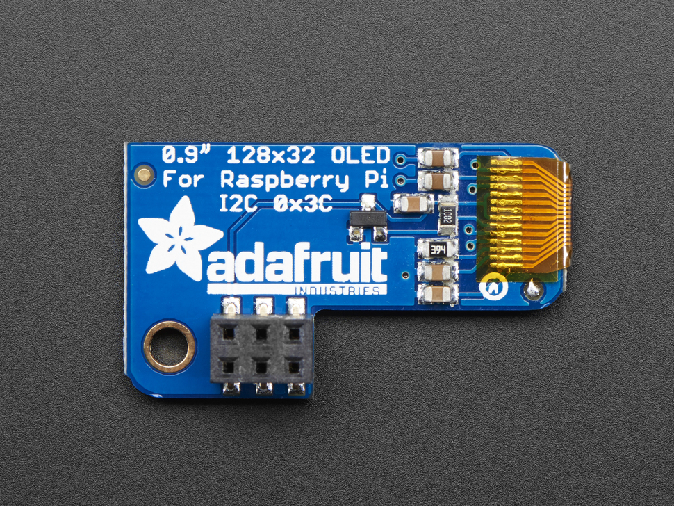 PiOLED - 128x32 Monochrome OLED Add-on for Raspberry Pi (แท้ by Adafruit)