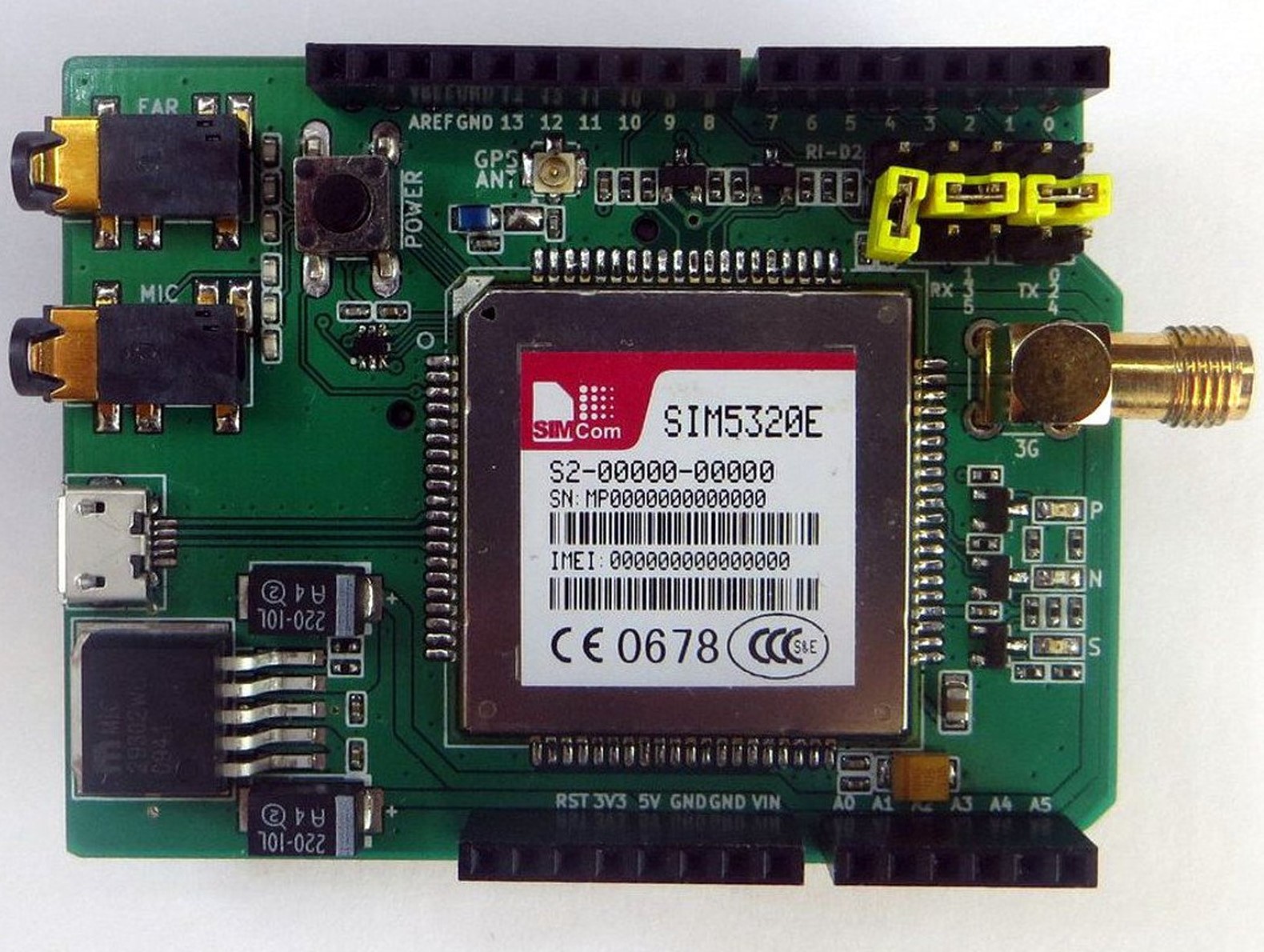 3G + GPS Arduino Shield (SIM5320E) + Free 3G Antenna