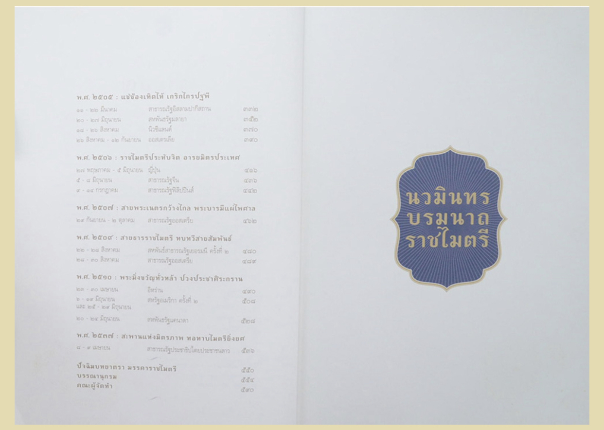 หนังสือปกแข็ง 590 หน้า “นวมินทรบรมนาถราชไมตรี” เทิดพระเกียรติ ในหลวง รัชกาลที่ 9 บันทึกเรื่องราวประวัติศาสตร์ในการเจริญพระราชไมตรีกับต่างประเทศตลอดรัชสมัย
