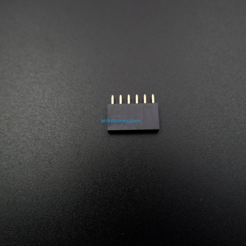 [Black] 1X6 Pin Single Row Female Header 2.54mm Pitch Straight Pin Square (จำนวน 1 ชิ้น)