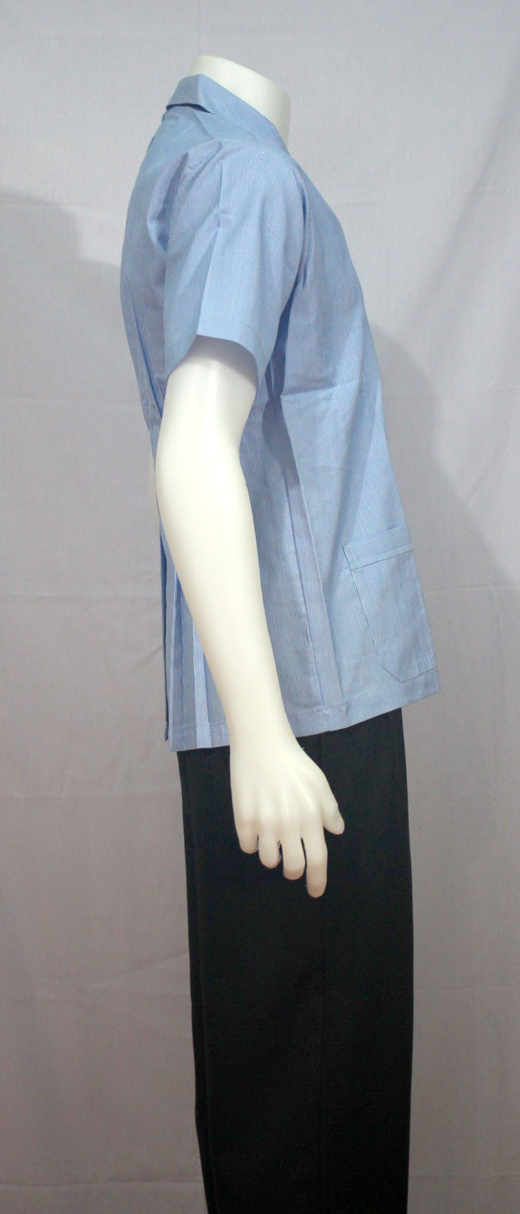 เสื้อริ้วฟ้าขาว คอฮาวาย ปักกระทรวงสาธารณสุข ผู้ชาย