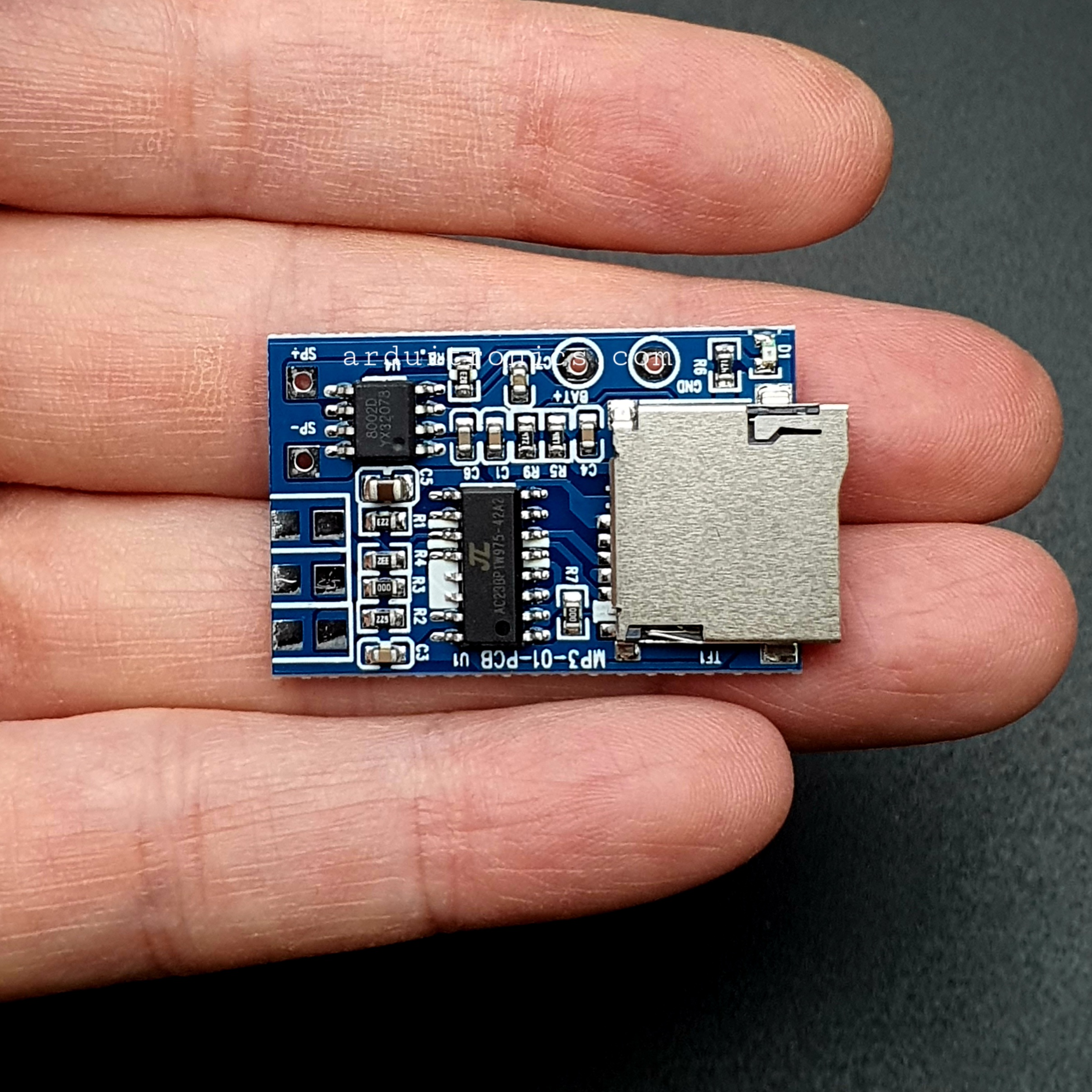 โมดูลเล่นเสียงเพลง TF Card MP3 decoder board decoder module 3.75V power supply with 2W mixed mono with memory playback