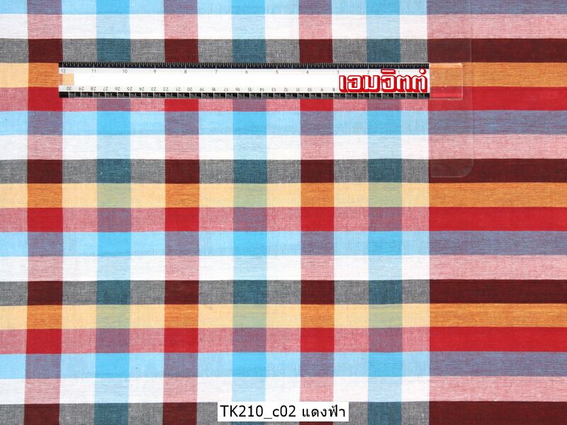 [2ม.] ผ้าขาวม้า TK210 แดงฟ้า