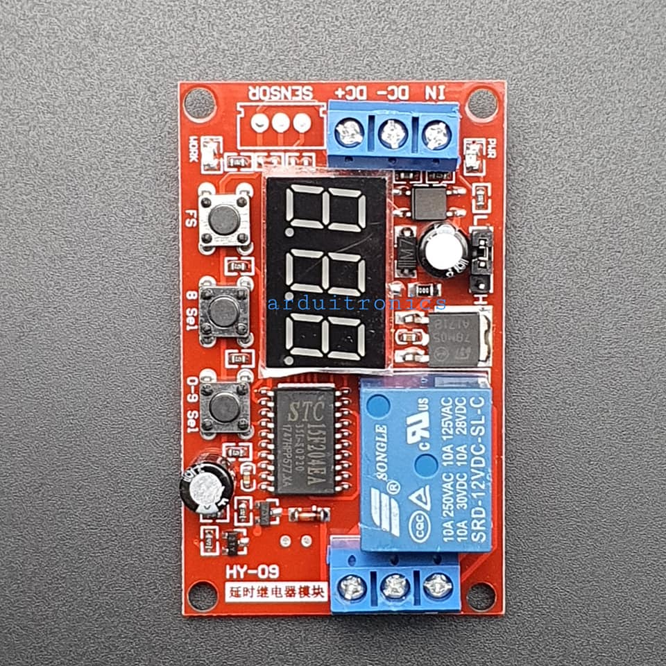 โมดูลรีเลย์ หน่วงเวลา เปิด/ปิด 12V High/Low Level Trigger แบบ 18 ฟังชั่น