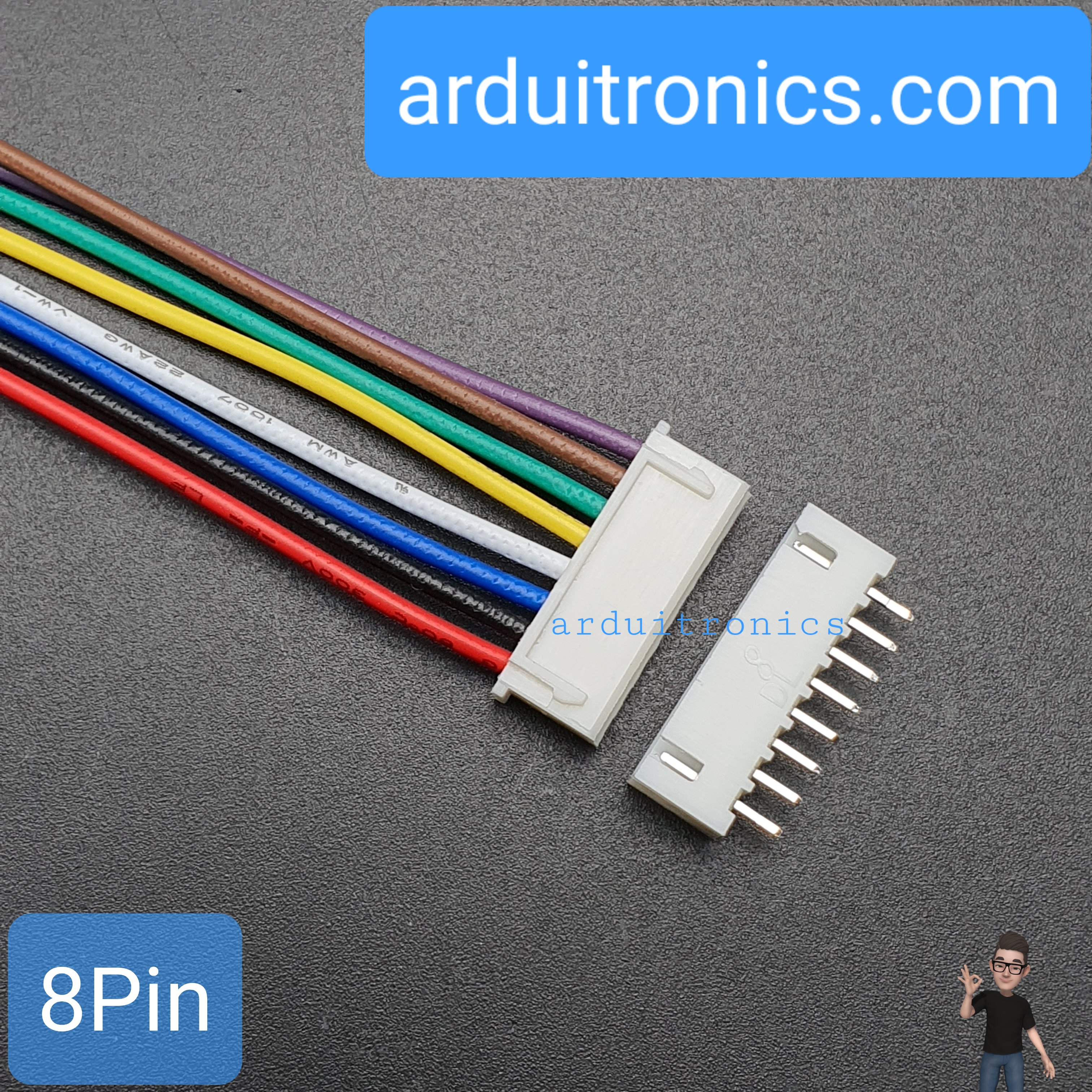 สาย XH2.54 Male Head 8P with Wire + Straight Pin Terminal