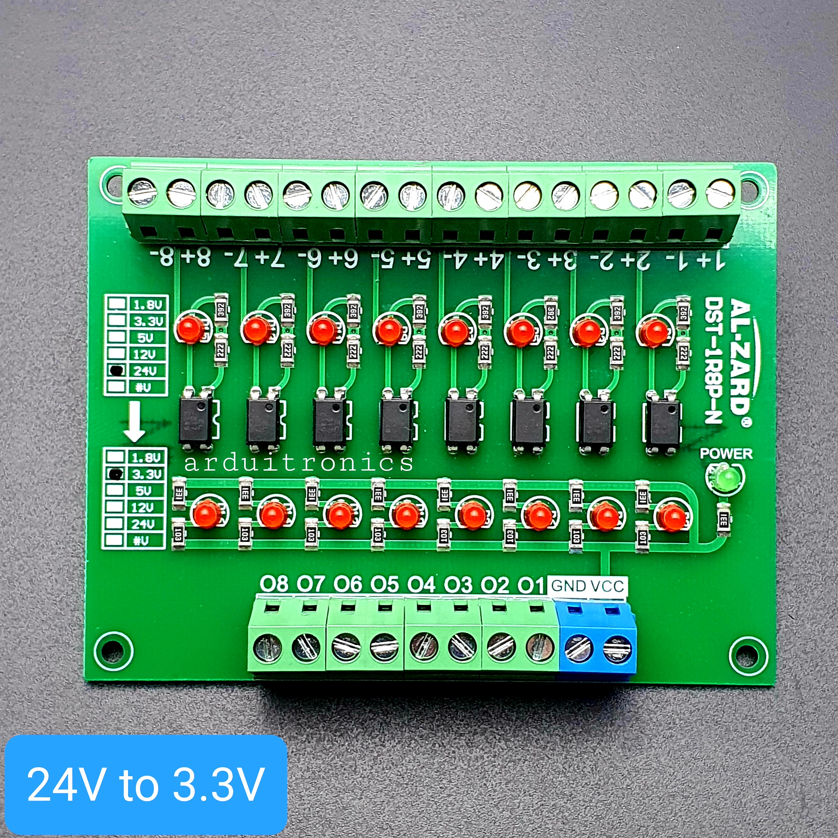 24V to 3.3V 8 Channel 24V - 3.3V Optocoupler Isolation Module PLC Signal Level Voltage Conversion Board