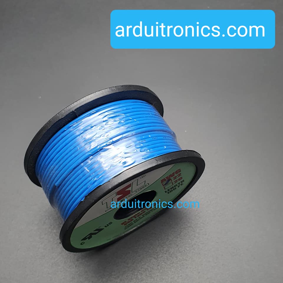 สายไฟอ่อนเส้นเดี่ยว 22AWG UL1007 ความยาว 100 ฟุต (33 เมตร) สีน้ำเงิน