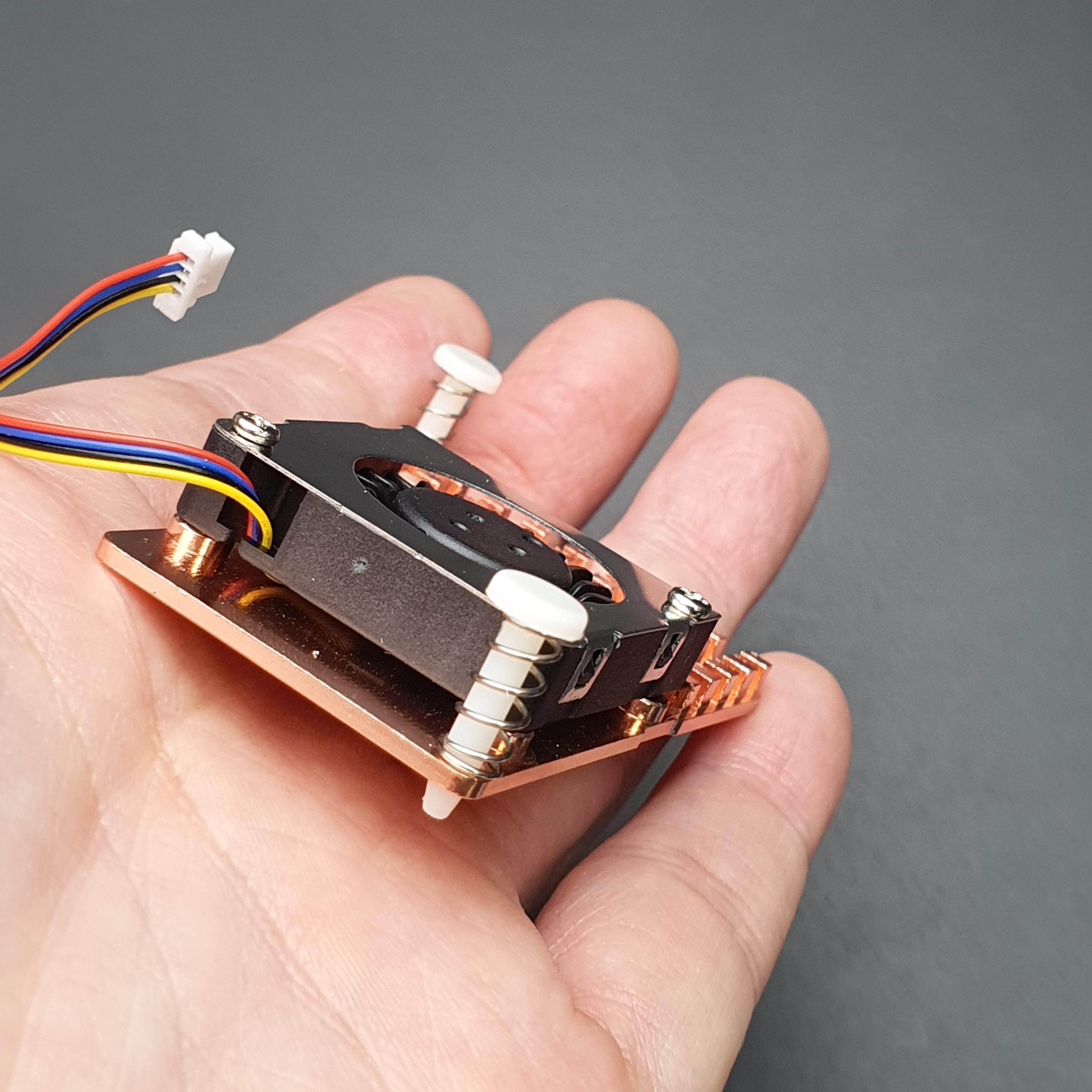 Raspberry Pi 5 Active Cooling Fan With Aluminum Radiator Heat Sink - สีทองแดงและพัดลมสีดำ