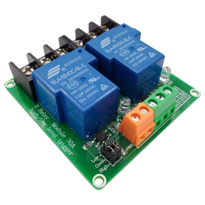 2 Channel 30A 5VDC Power Relay Coil รีเลย์ 5V 30A ทำงานแบบ Active Low/High