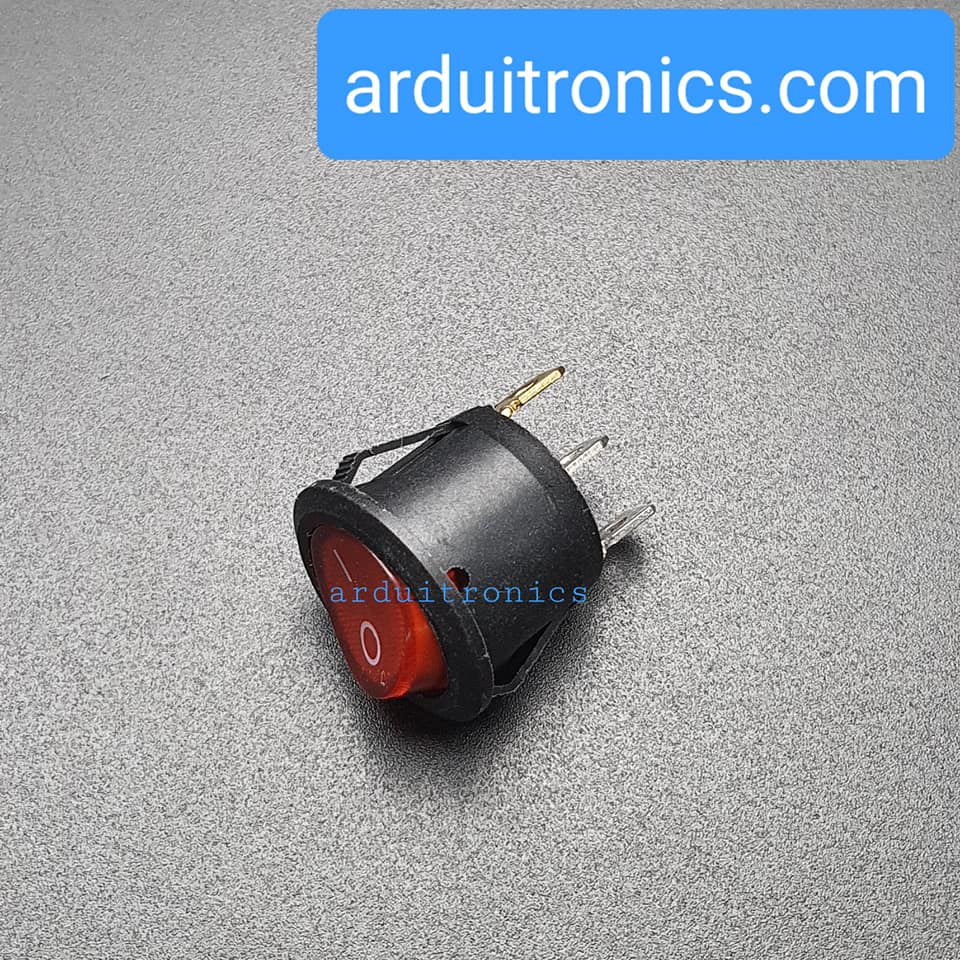 สวิตช์ไฟเปิด/ปิด KCD1 Rocker Switch Round 20mm 6A 250V 3 ขา On/Off - สีแดง สีดำ