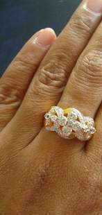 แหวนเพชรสวิส cz ดอกไม้ 3 ดอก แบบหรูหรา size 60