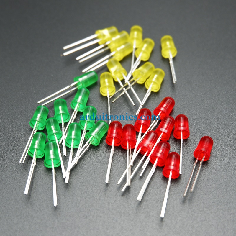 5mm LED Pack (red, green, yellow) 10 each 30 pcs