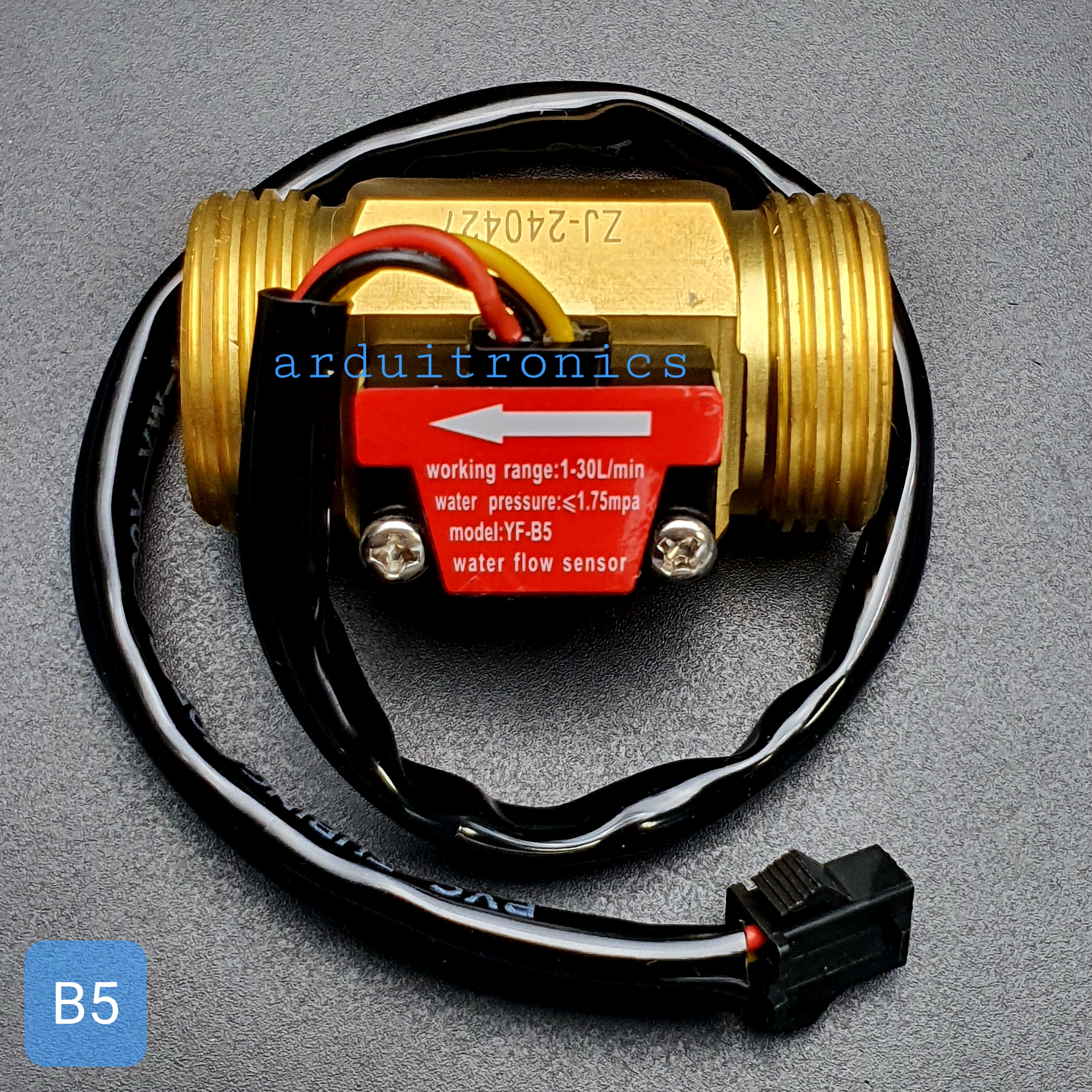 B5 เซ็นเซอร์วัดอัตราการไหลของน้ำ ทองแหลือง 3/4นิ้ว 6หุน Water Flow sensor 1-30L/min Size 50 mm