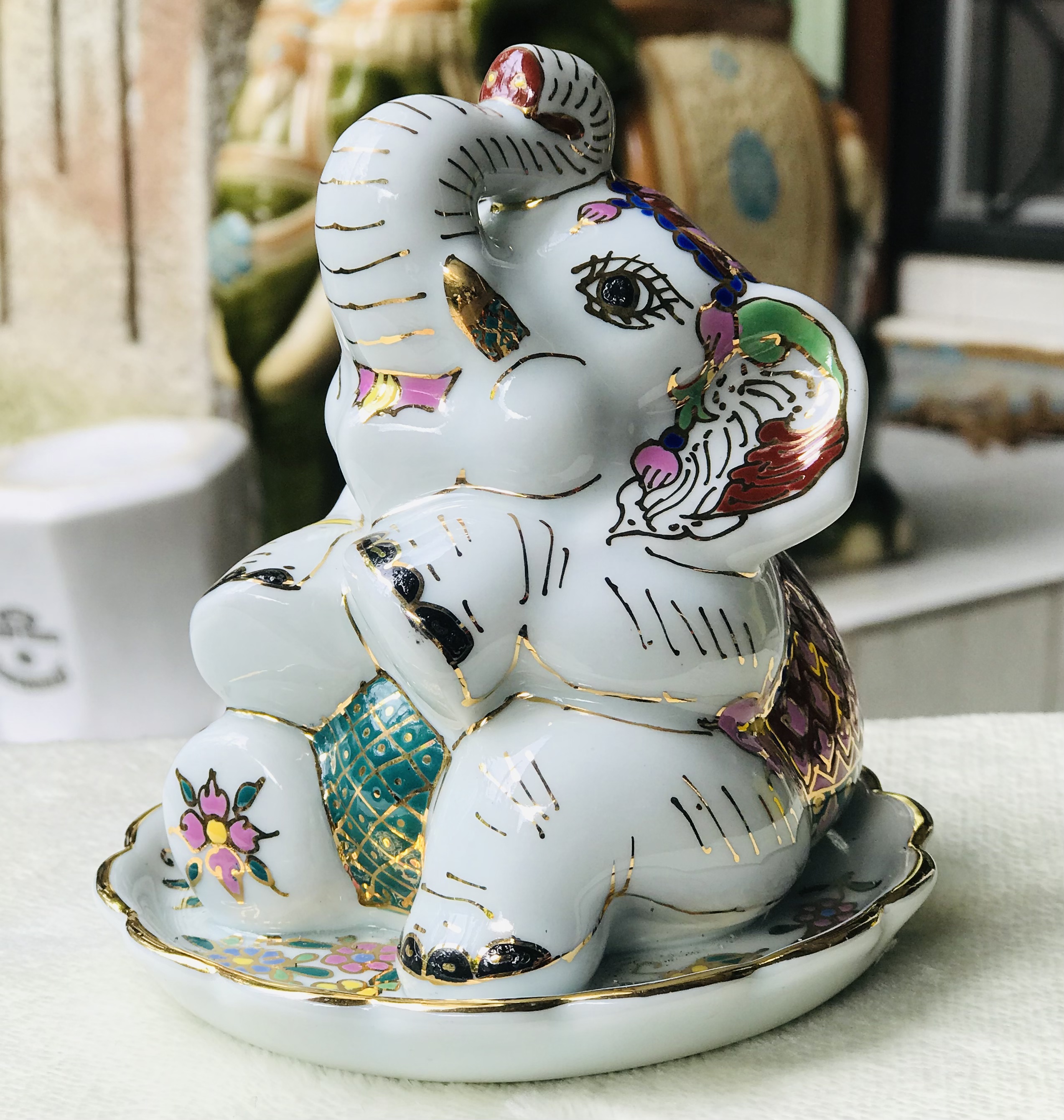 แท่นที่เสียบปากกา ดินสอ เครื่องเขียน ช้างเบญจรงค์ pen stand benjarong