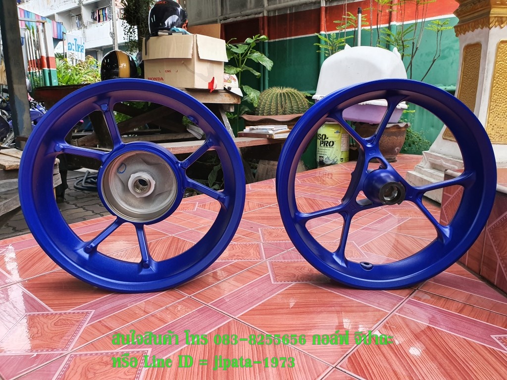 (Aerox) ชุดวงล้อแม็ก หน้าหลัง Yamaha Aerox 155 (สีน้ำเงิน) แท้ (ขายเป็นคู่)